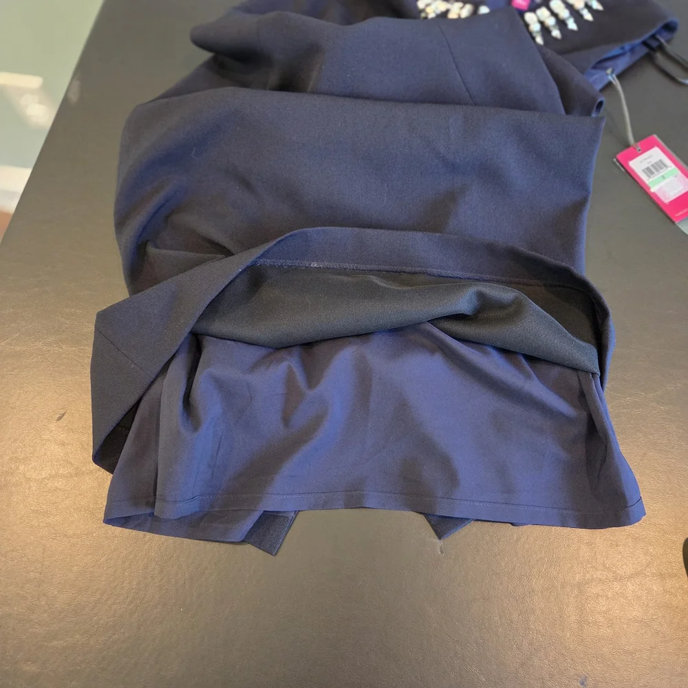 Vince Camuto NWT Navy Jewel Embellished Neckline Sheath Dress Size 8 - Picture 10 of 11